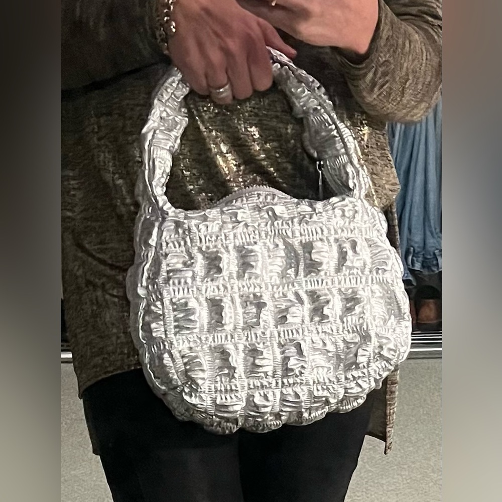 NWT JASON WU Silver Metallic and wild lime hand bag.